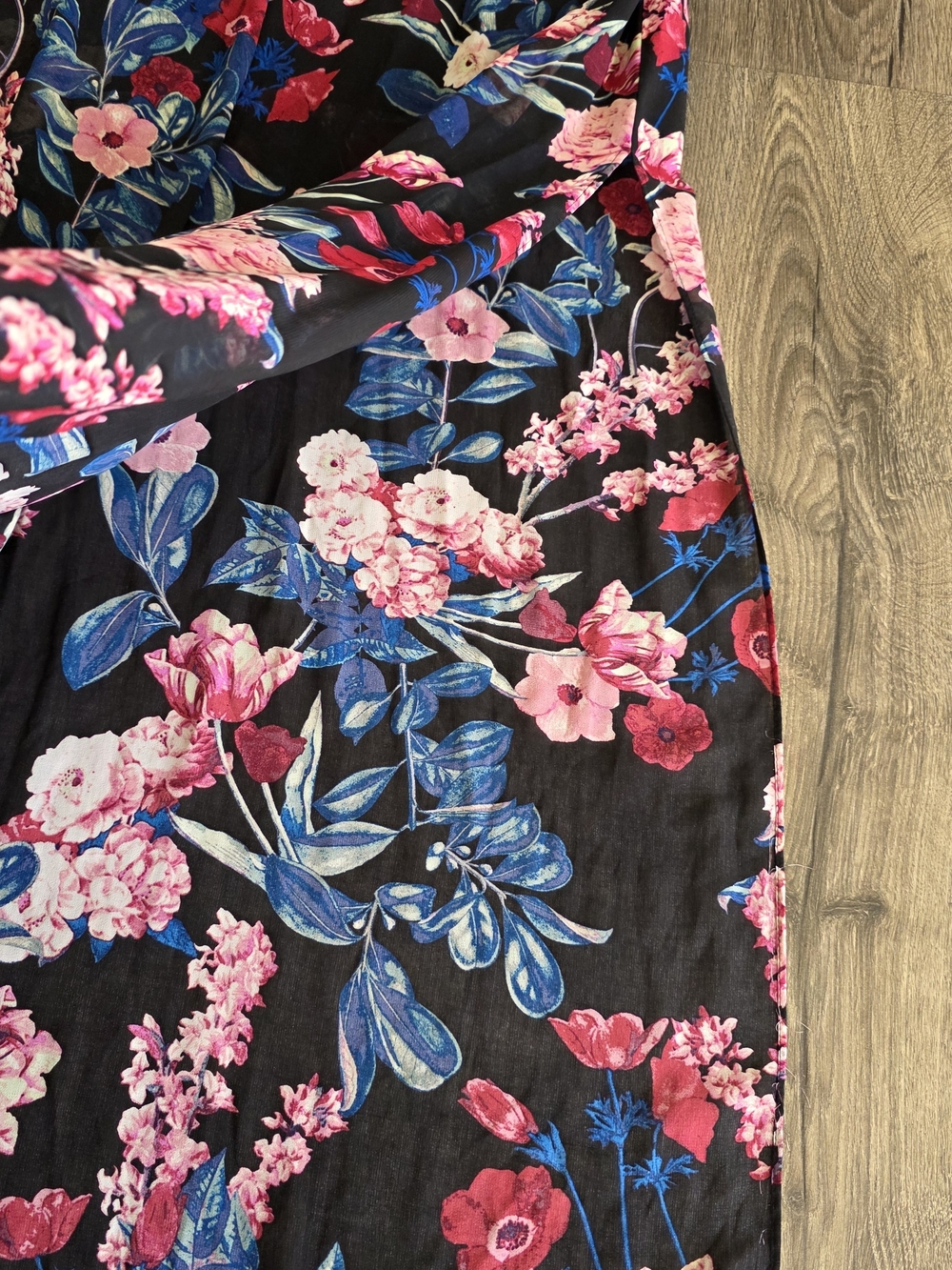 Forever 21 Black Floral Maxi Dress with Pink and Blue Blooms - Picture 4 of 5